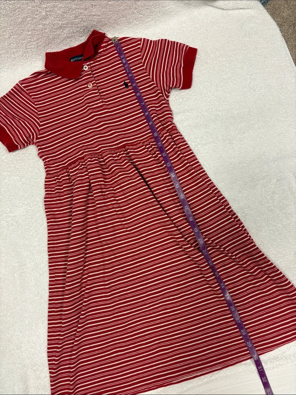 Ralph Lauren Red & White Striped Polo-Knit Dress for Kids size 6